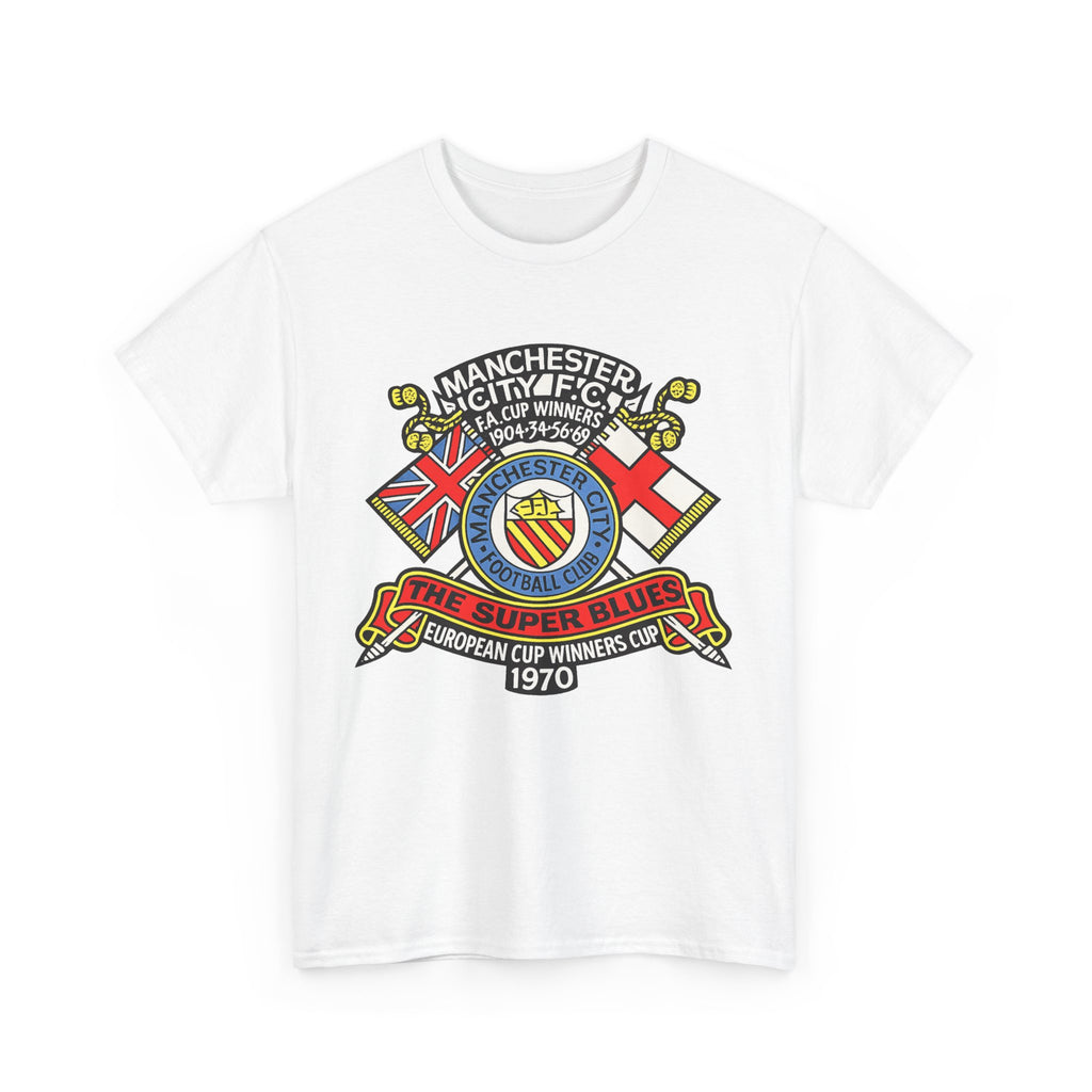 Manchester City Vintage Crest Tee — 'The Super Blues' 1970 European Cup Winners