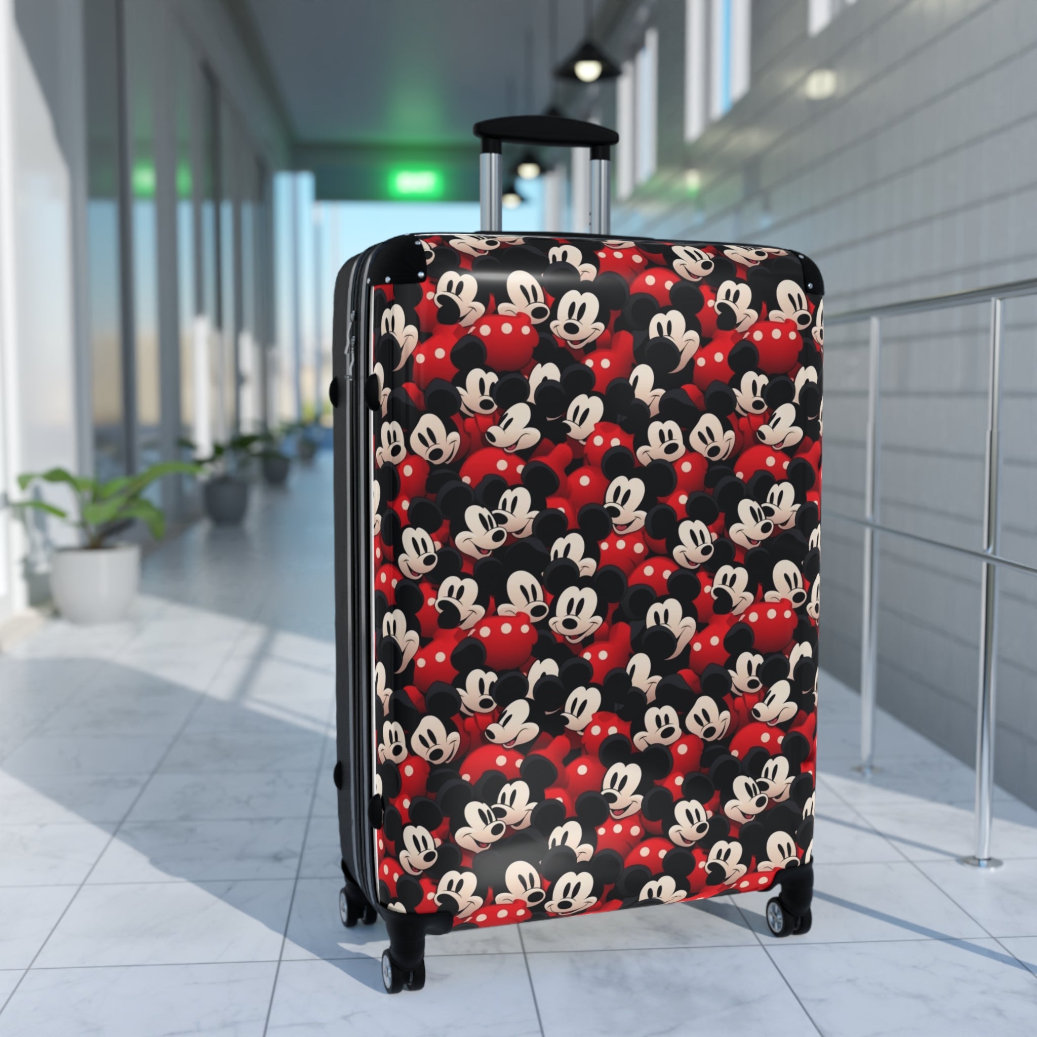 Mickey Mouse Pattern Carry-On Suitcase – Retro Disney Travel Luggage