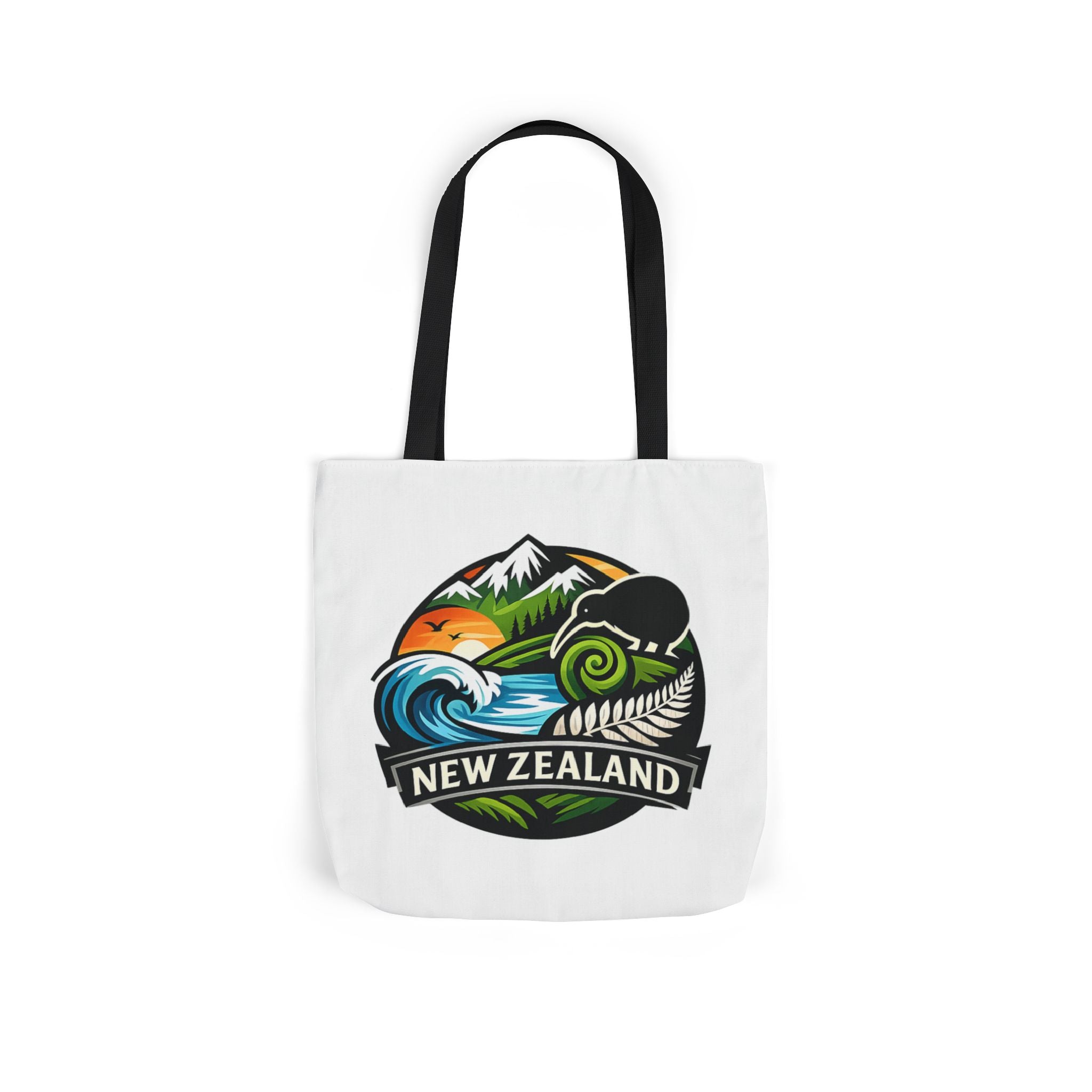 New Zealand Scenic Tote Bag — Kiwi, Mountains & Waves Canvas Tote
