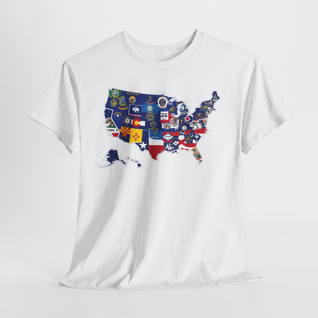 USA Map Flag T-Shirt — United States State Flag Map Tee