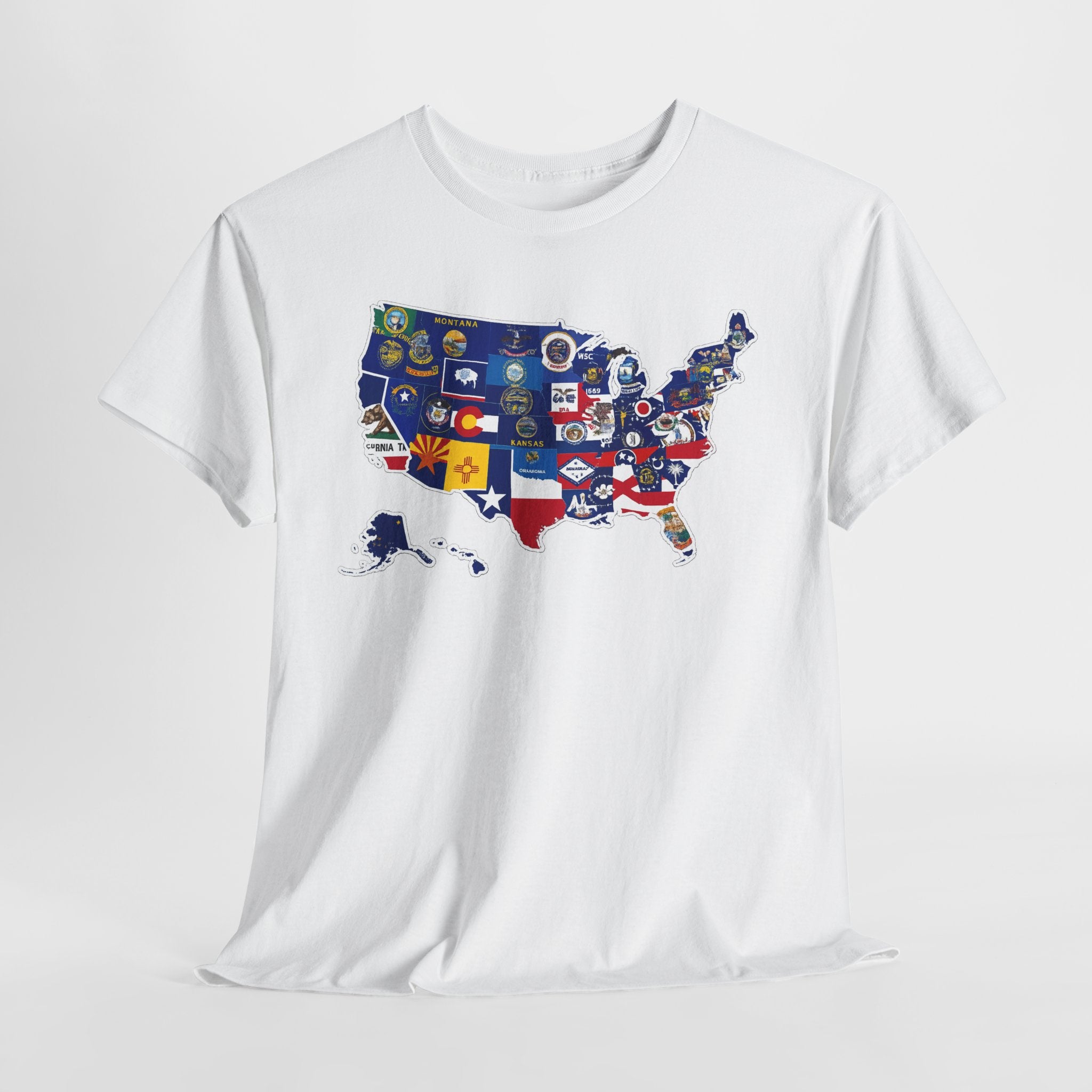 USA Map Flag T-Shirt — United States State Flag Map Tee