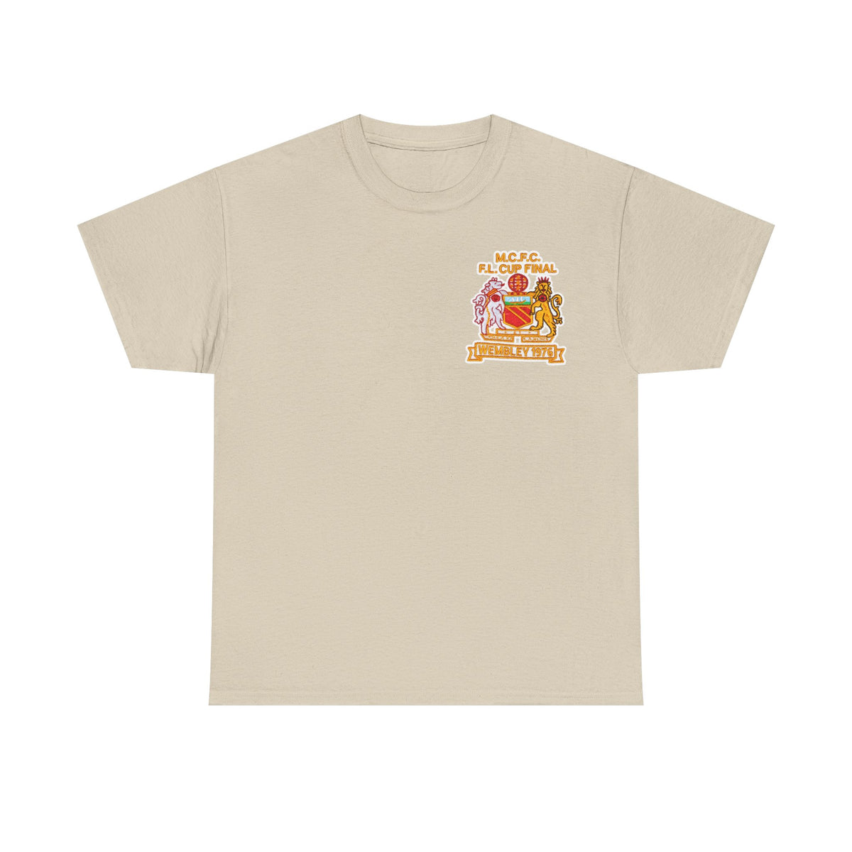 Manchester City 1976 League Cup Final Crest Cotton T‑Shirt — Vintage Football Fan Tee