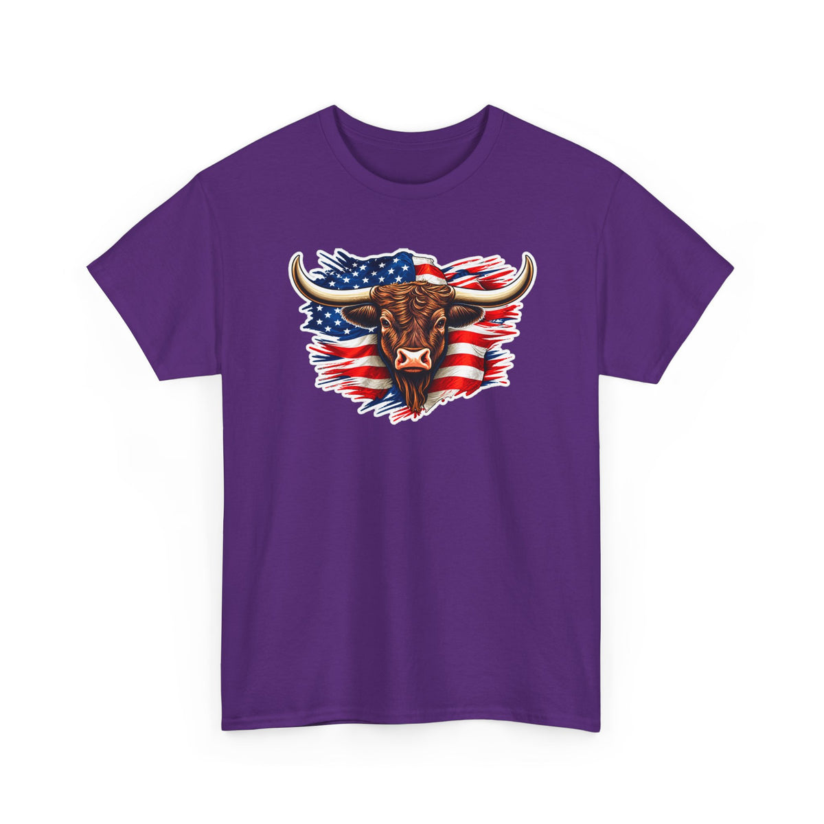 American Flag Bull Graphic Tee — Patriotic Cowboy Western T-Shirt