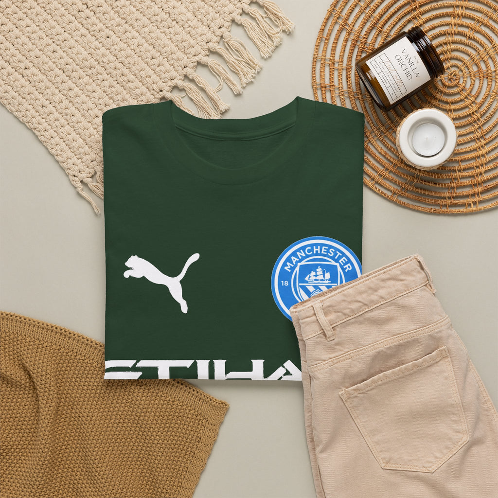 Man City Inspired Etihad Airways Logo Tee - Black Puma Style Football Shirt