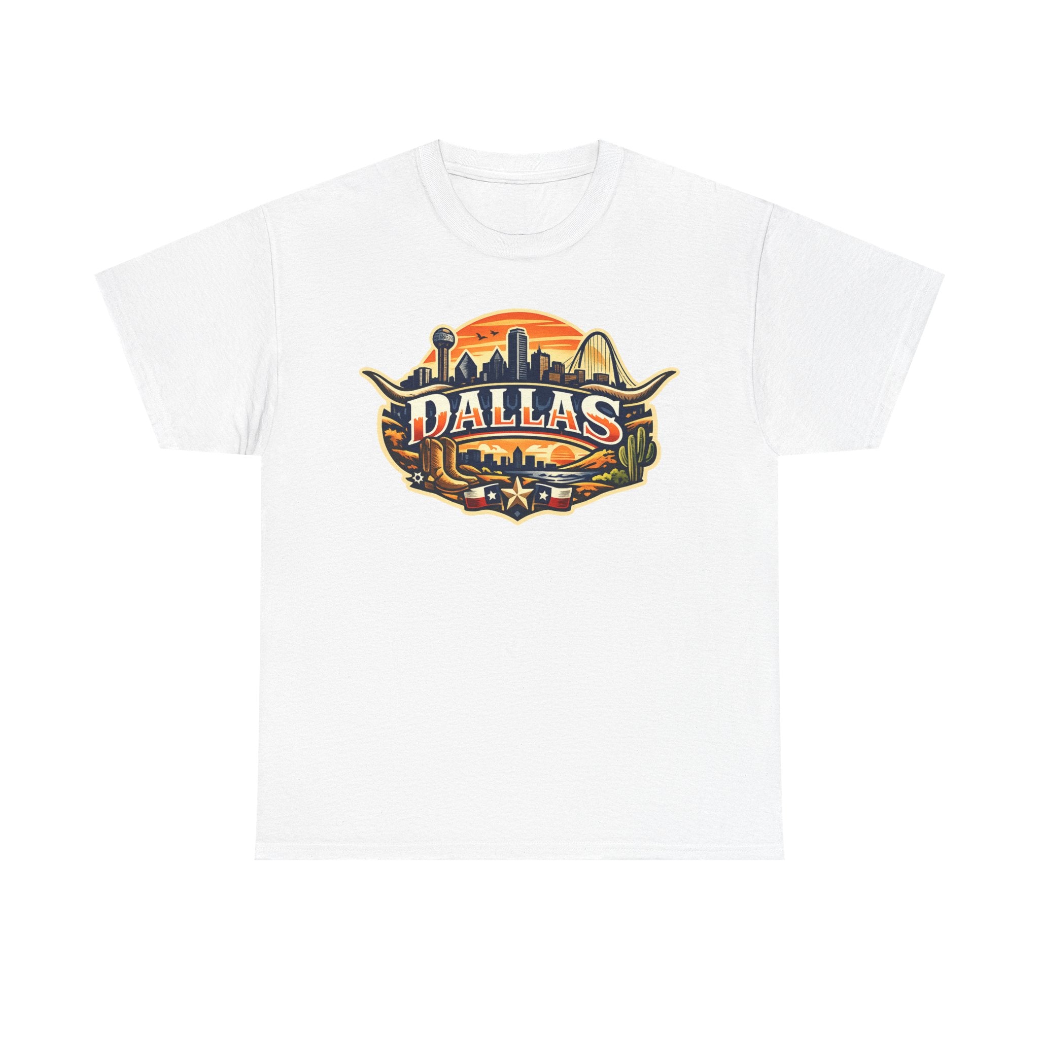 Dallas Skyline Retro Tee — Vintage Cityscape T‑Shirt with 'Dallas' Graphic
