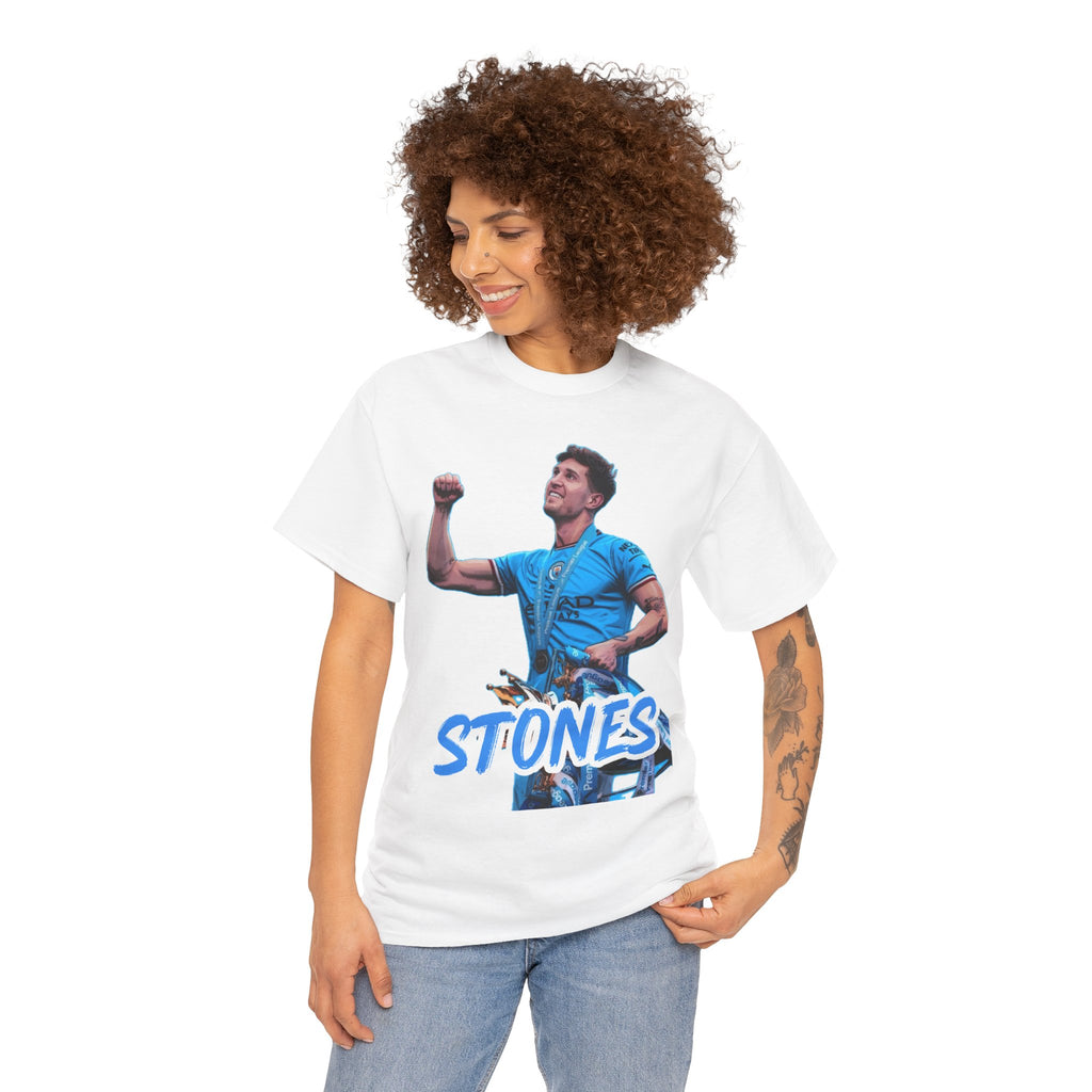 John Stones Manchester City Soccer Fan Tee — Blue Player Graphic T-Shirt