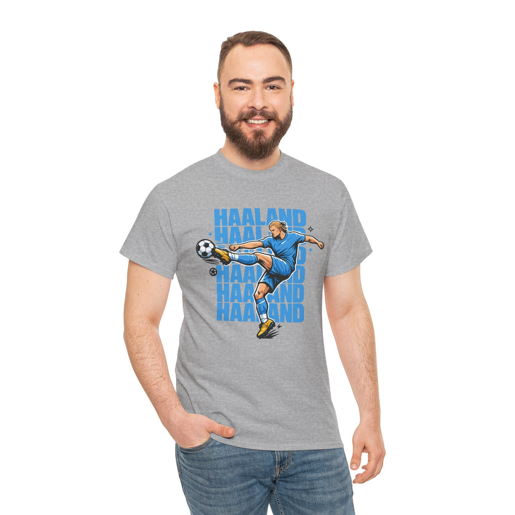 Haaland Manchester City Inspired Cotton T-Shirt — Striker Action Graphic Football Shirt