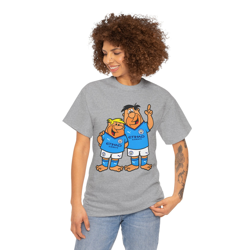 Manchester City The Flintstones Etihad Airways Cartoon Cotton T-Shirt