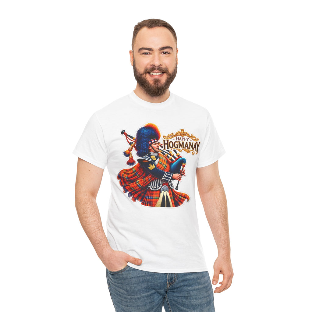 Hogmanay Bagpiper T‑Shirt — Happy Hogmanay Scottish New Year Tee