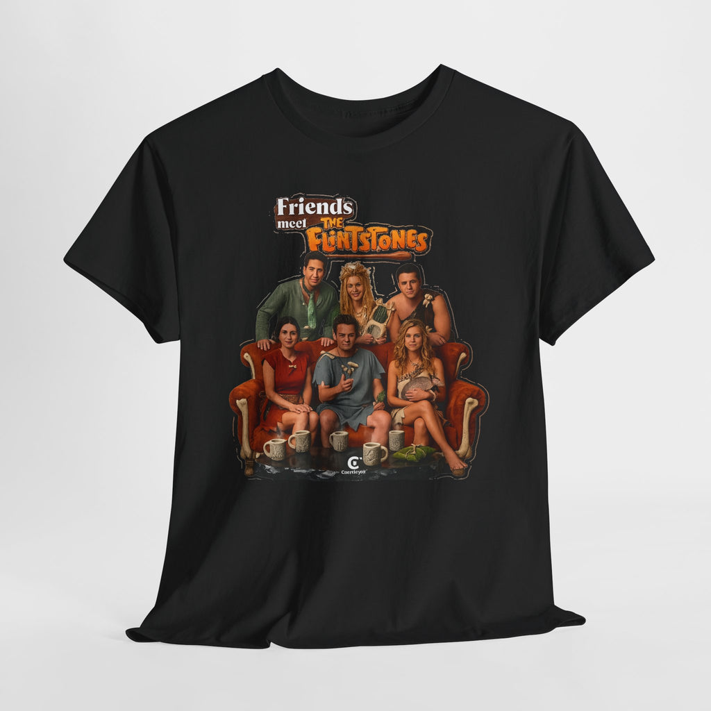 Friends meets the Flintstones TV Sitcom Cast Graphic Tee — 'Friends' Retro Couch Design