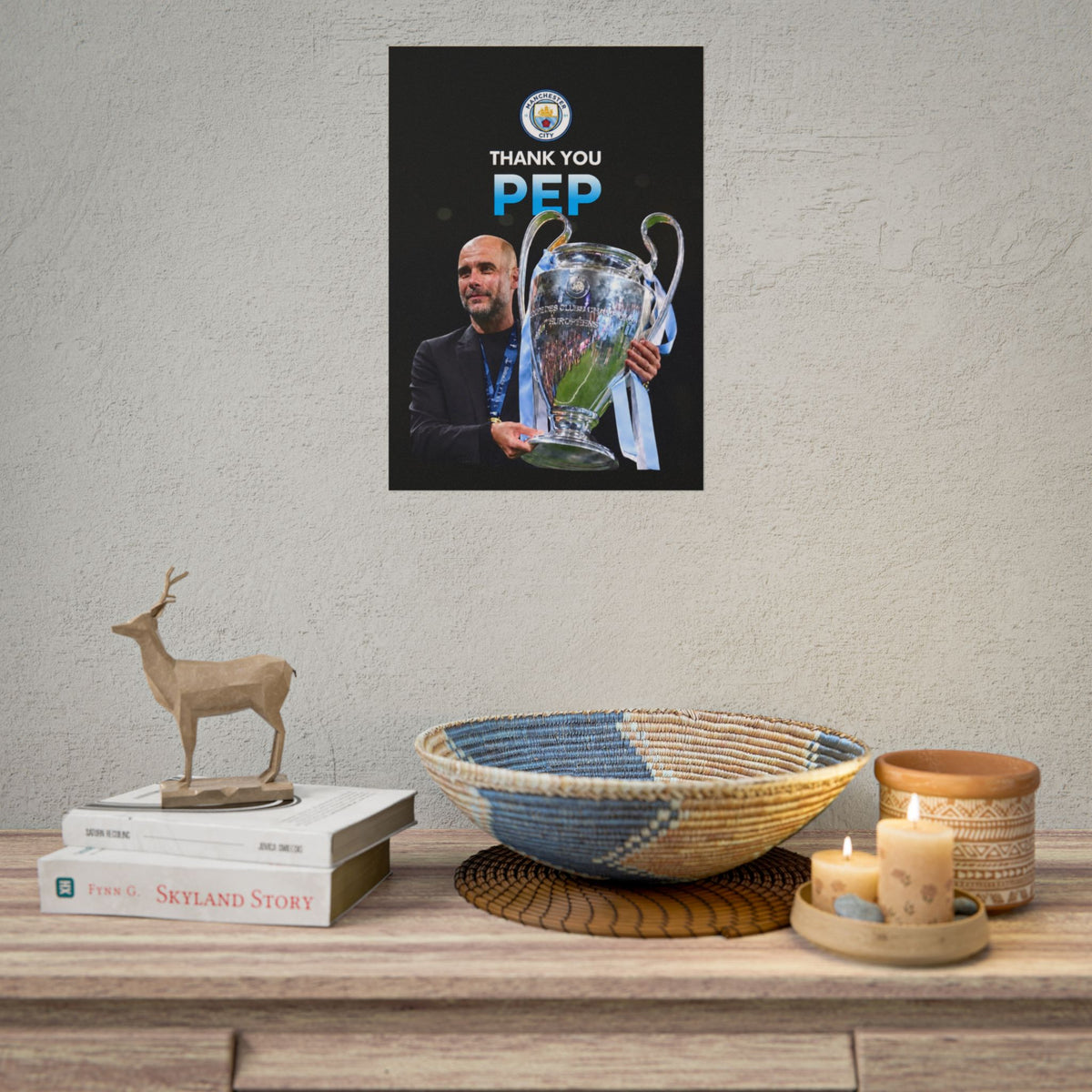 Thank You Pep Poster — Manchester City Champions Tribute Rolled Poster