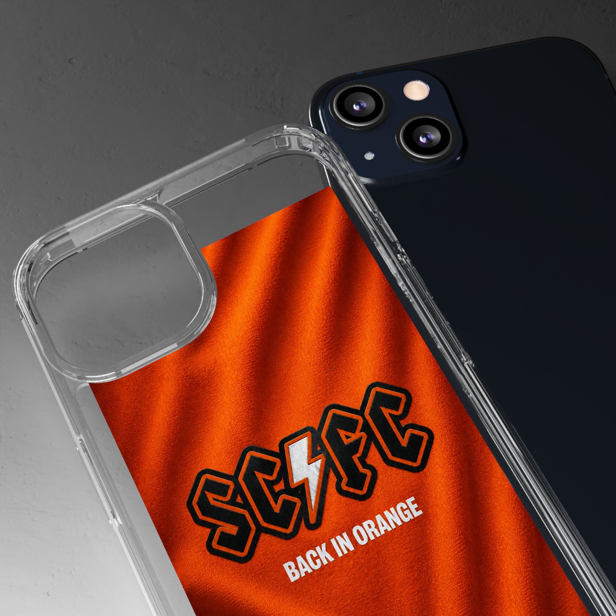 Salford CIty Inspired Phone Case — 'SCFC Back in Orange' Clear Protective Cover