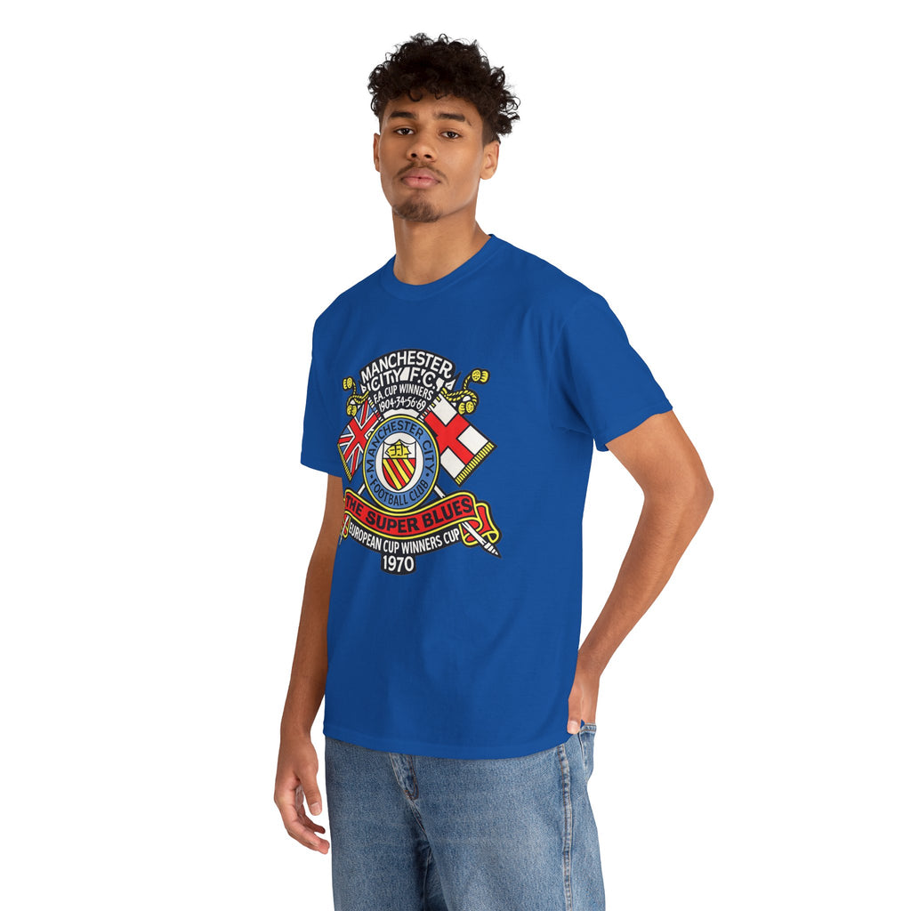 Manchester City Vintage Crest Tee — 'The Super Blues' 1970 European Cup Winners