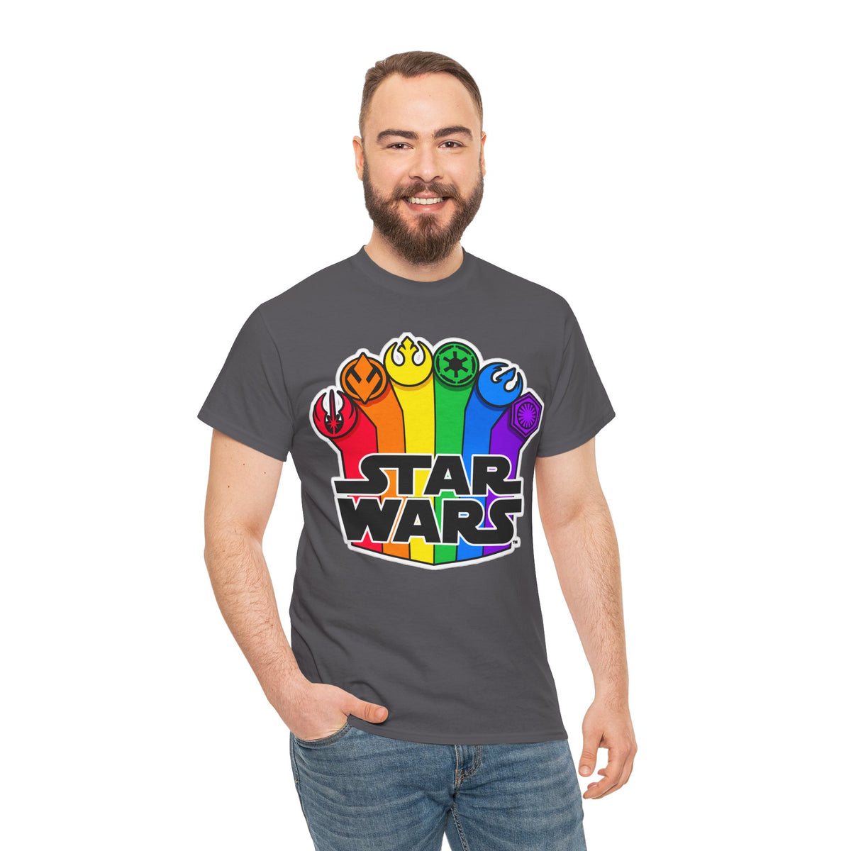 Star Wars Rainbow Emblem Tee — LGBTQ+ Pride Fan Cotton Shirt