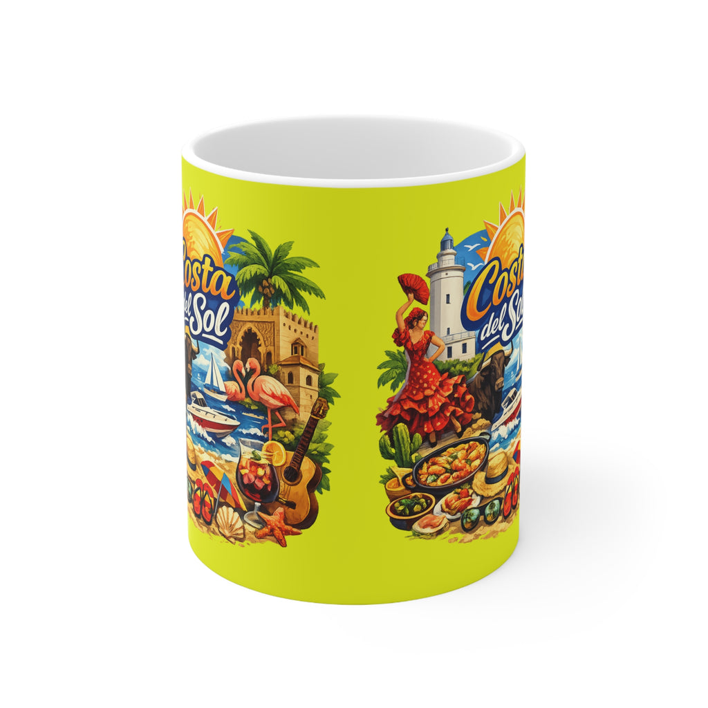 Costa del Sol Ceramic Coffee Mug — Spanish Beach Travel Souvenir, 11oz & 15oz