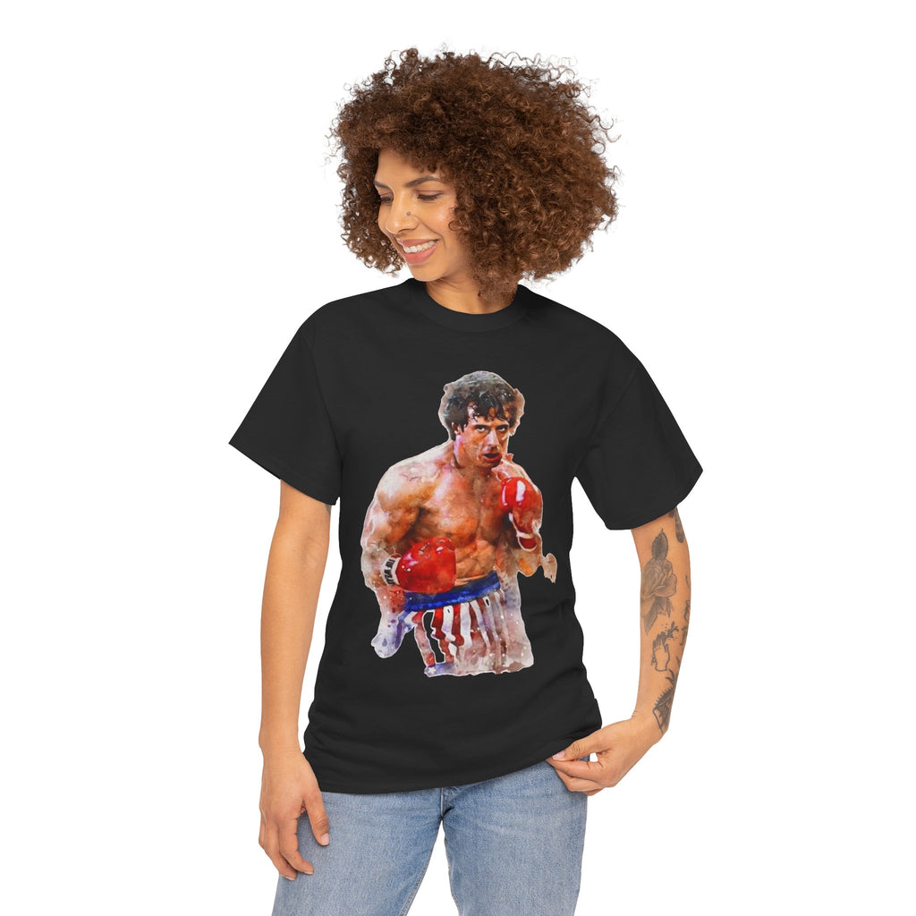 Boxer Rocky Painting T‑Shirt — Vintage American Flag Boxing Tee