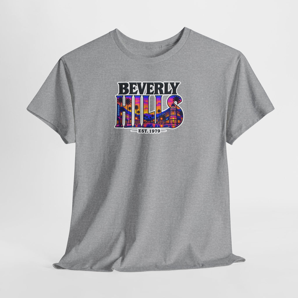 Beverly Hills Retro Sunset Tee — 'Beverly Hills EST. 1979' Graphic T-Shirt