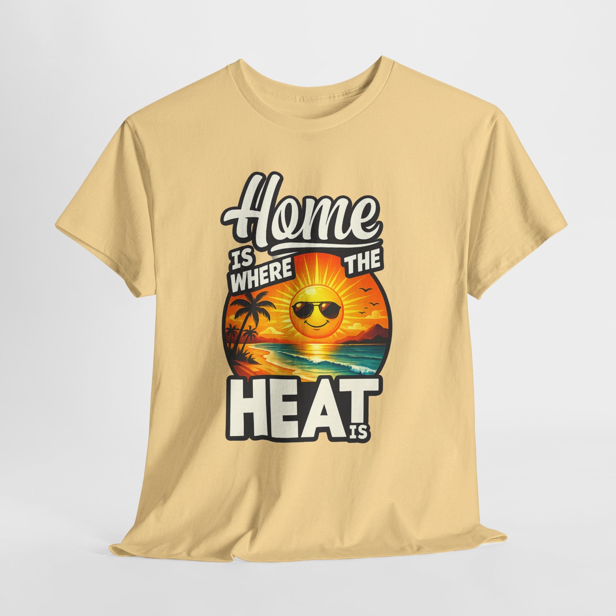 Home Is Where The Heat Is T-Shirt — Retro Beach Sunset Tee