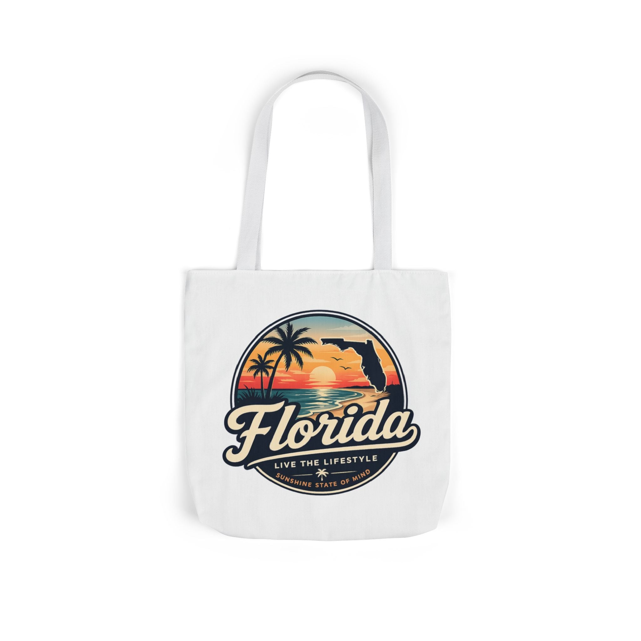 Florida Sunset Canvas Tote Bag — Retro Palm Beach Design