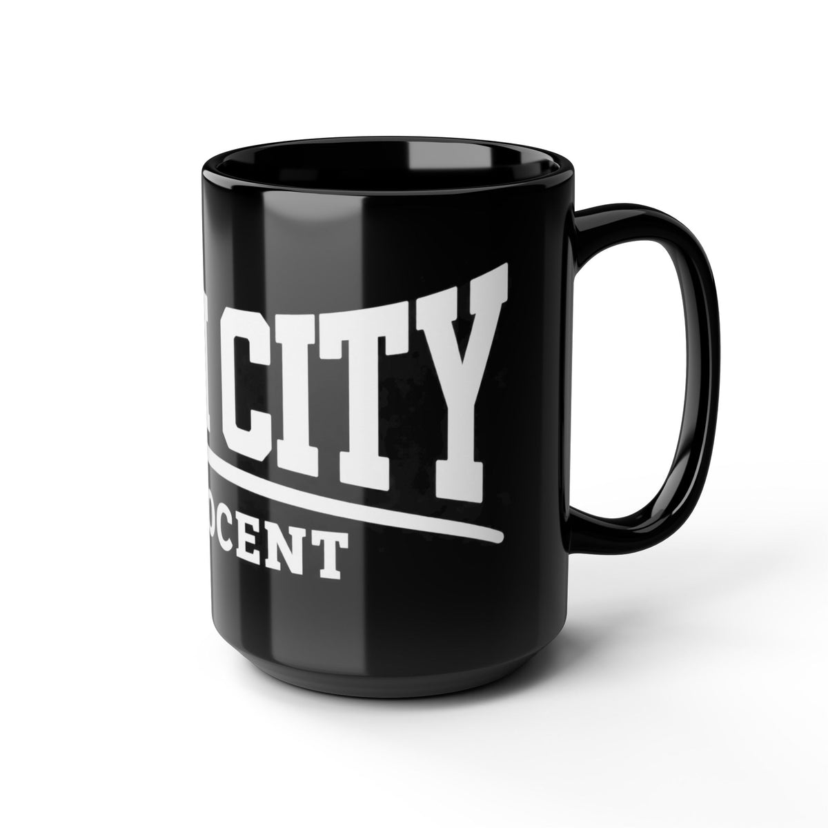 Black Mug — Man City 'Innocent' Bold Typography Coffee Cup