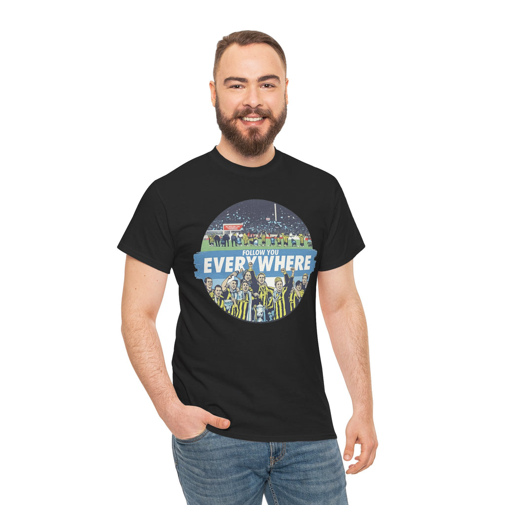 Manchester City Everywhere Soccer Crowd Graphic Tee — 'Follow You Everywhere' Fan Shirt