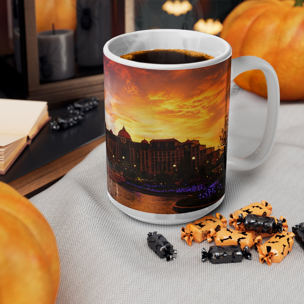 Epic Universe Sunset Ceramic Mug — Vibrant Sunset Skyline Coffee Cup (11oz & 15oz)