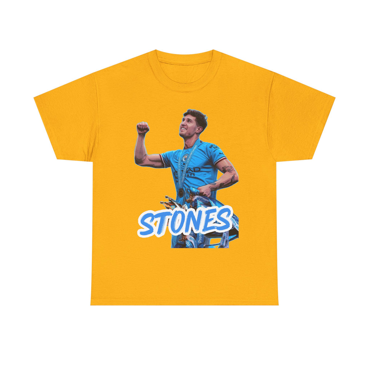 John Stones Manchester City Soccer Fan Tee — Blue Player Graphic T-Shirt