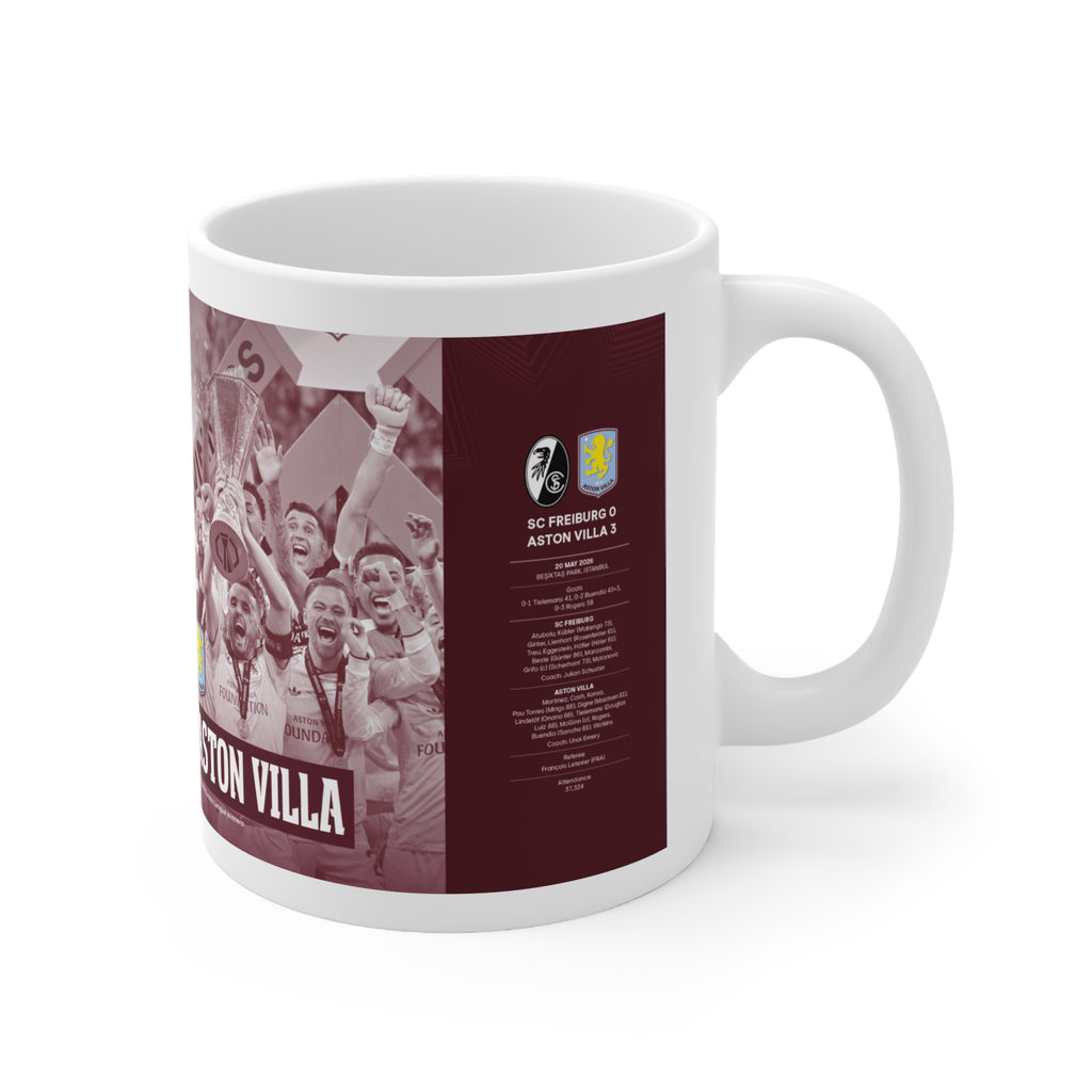 Aston Villa 2026 UEFA Europa League Winners Ceramic Coffee Mug — Vintage Celebration Team Photo (11oz & 15oz)