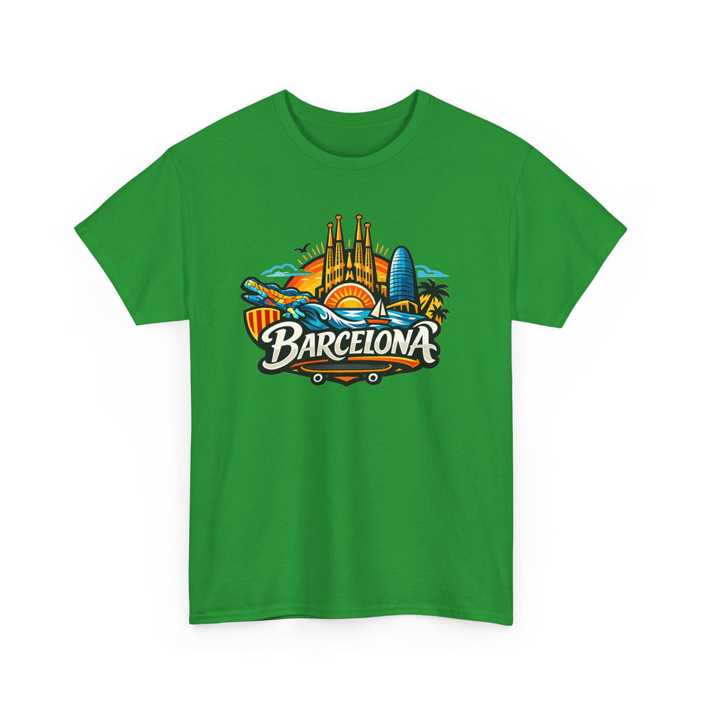 Barcelona Skyline Graphic Tee — Colorful Travel Souvenir T-Shirt