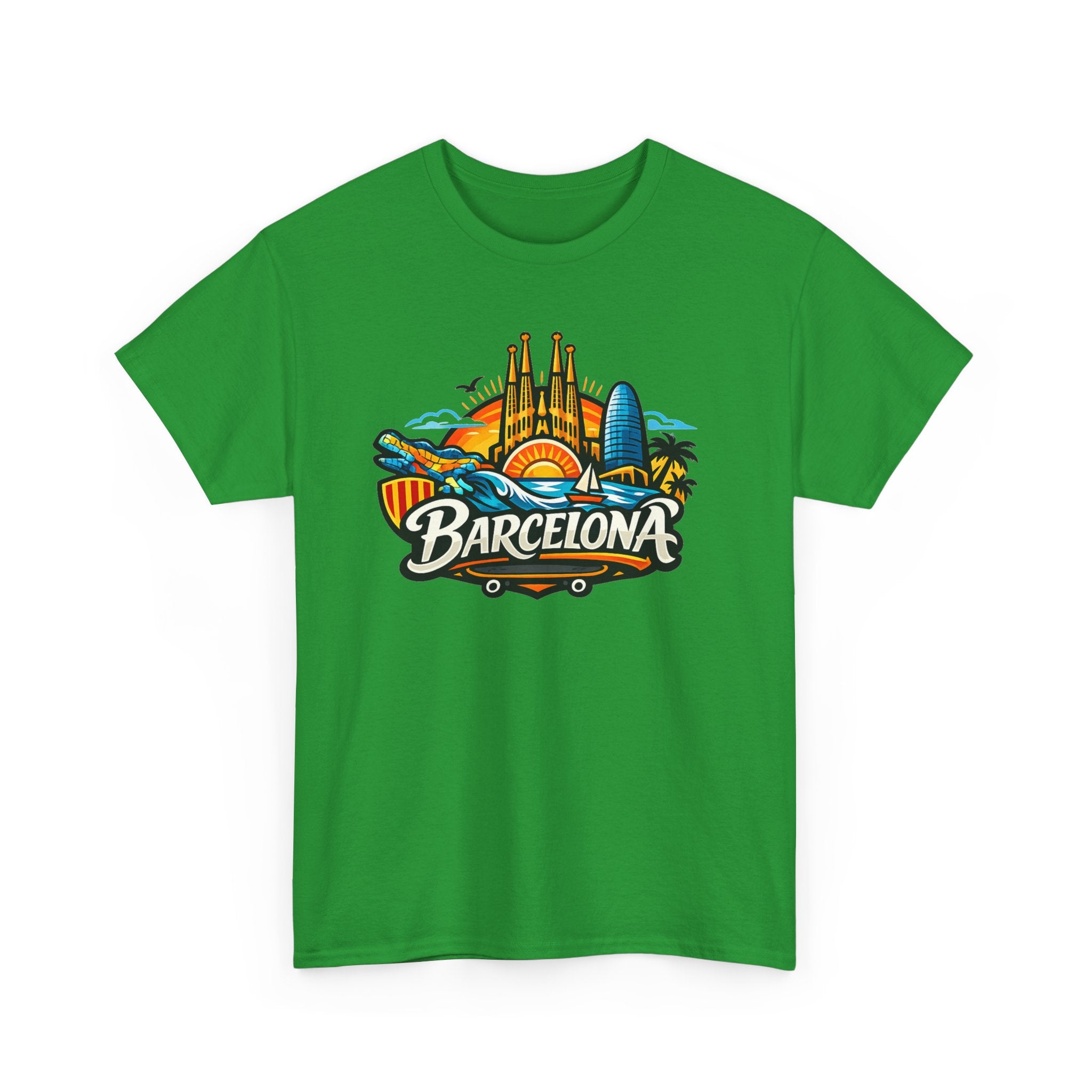 Barcelona Skyline Graphic Tee — Colorful Travel Souvenir T-Shirt
