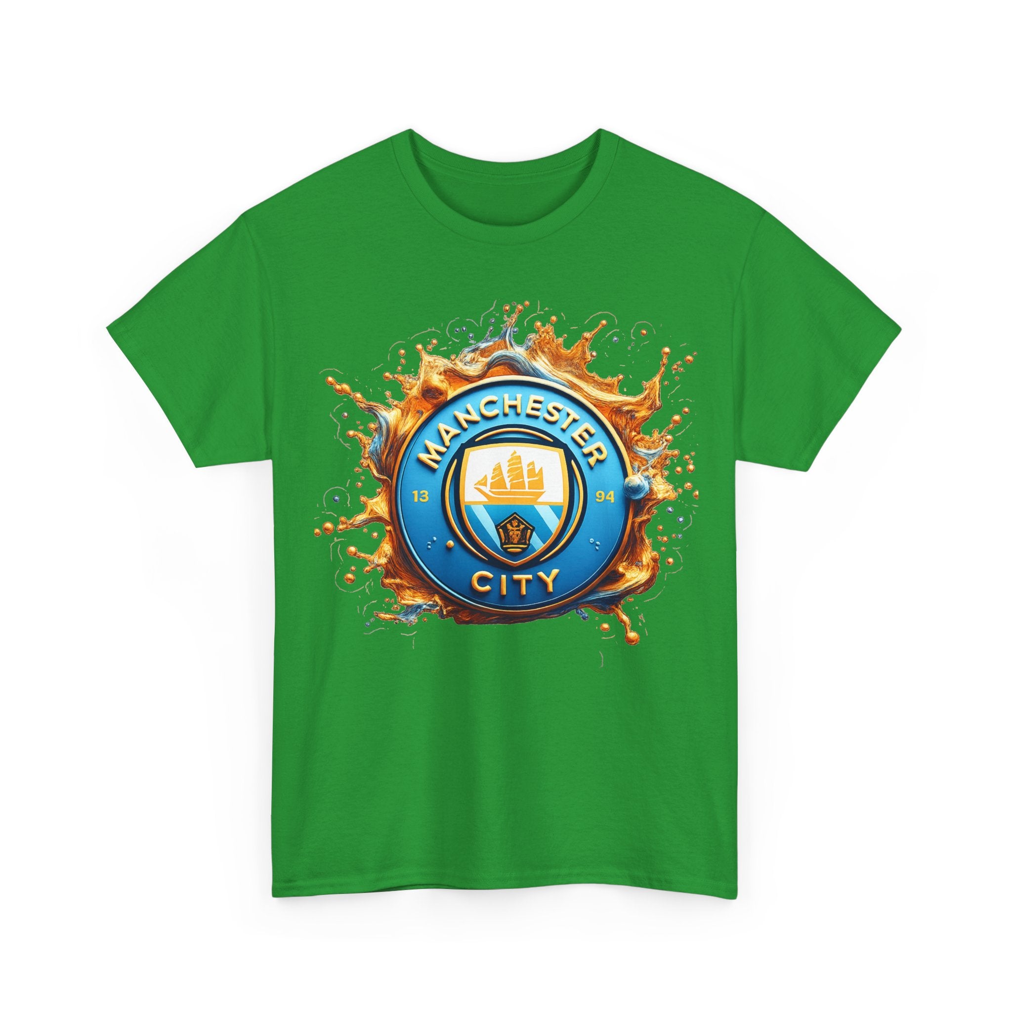 Manchester City Inspired Splash Logo Cotton T-Shirt