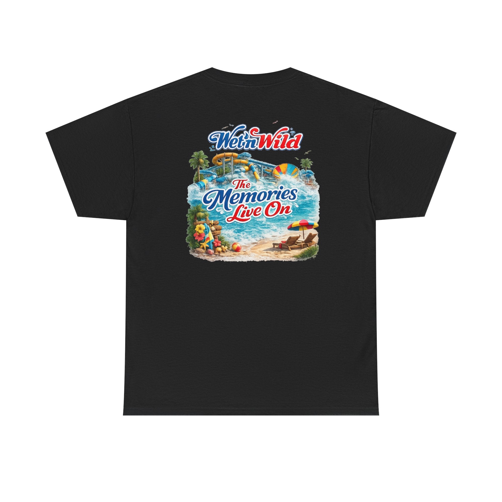 Wet'n Wild Beach Tee — "The Memories Live On" Retro Island Graphic Shirt