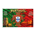 Portugal Double-Sided Flag — Crest & Landmarks, 'Paixão União História' Design