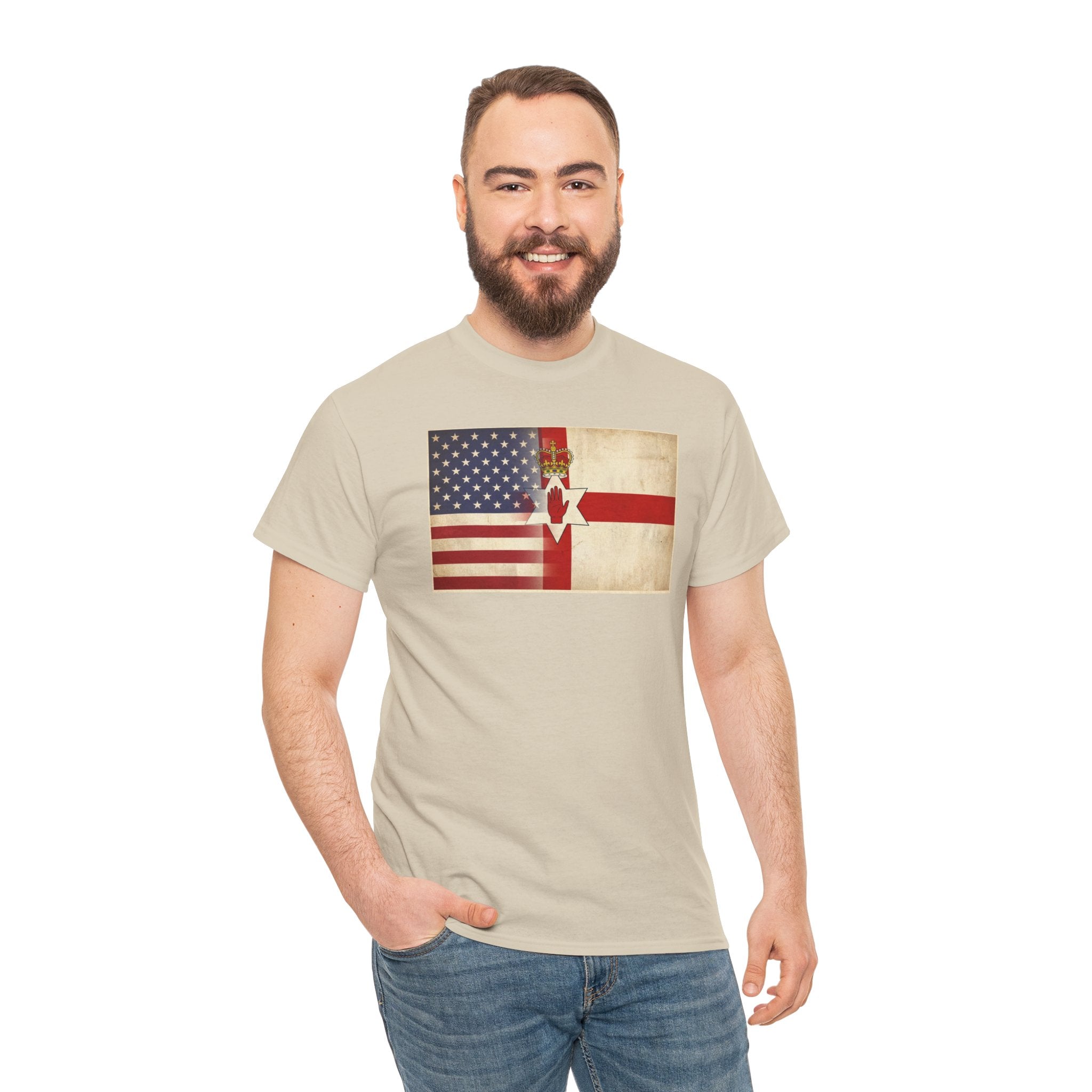 USA / Northern Ireland Flag T-Shirt – Vintage USA & Ulster Cross Tee