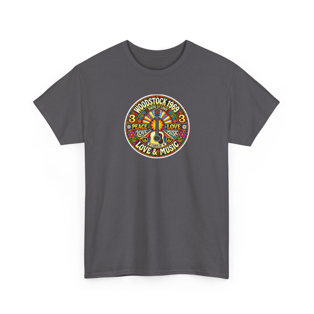 Woodstock 1969 Peace & Love Graphic Cotton T- Shirt / Tee