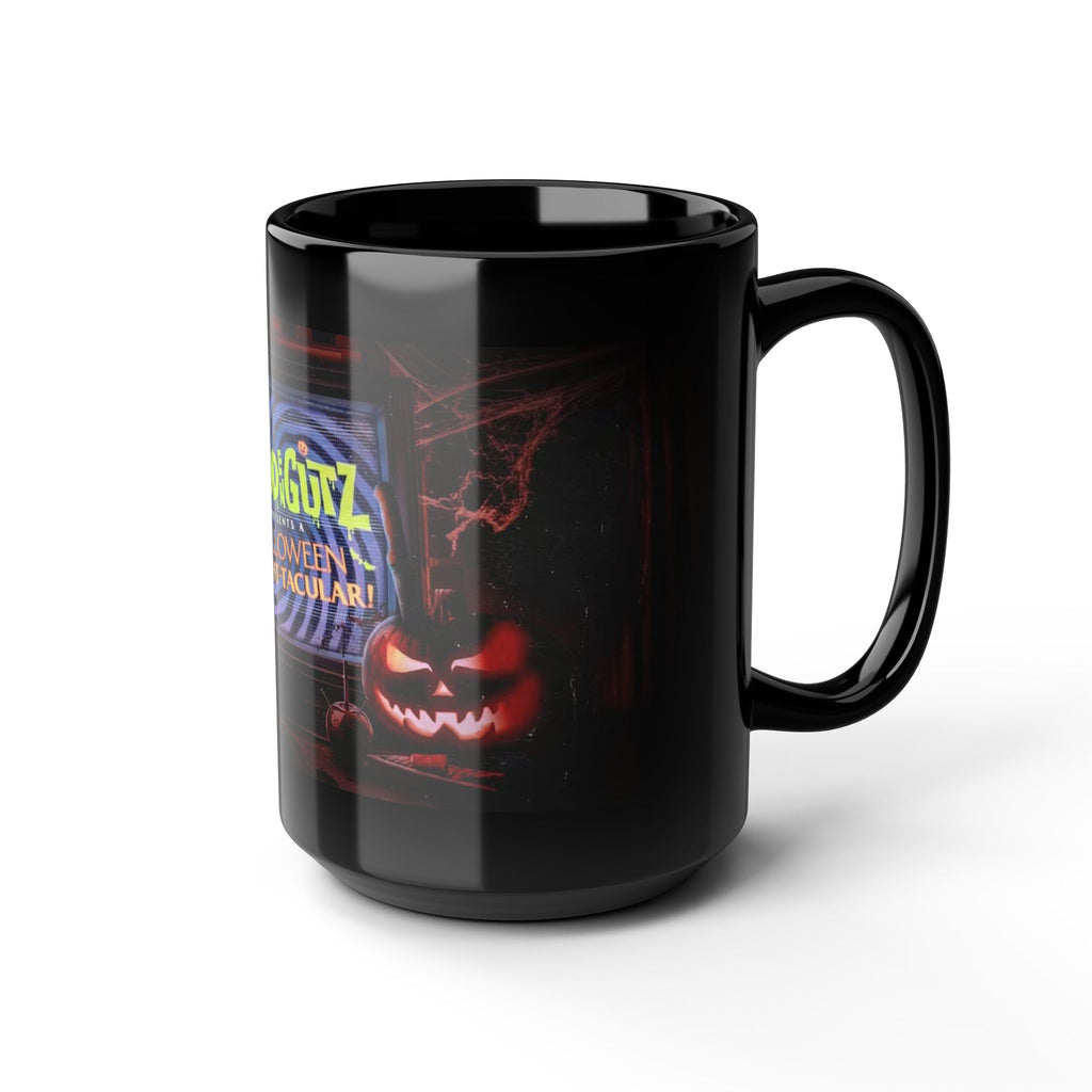 Halloween Horror Mug — 'Blood & Gutz Halloween Fright-Tacular' Black Ceramic Coffee Cup