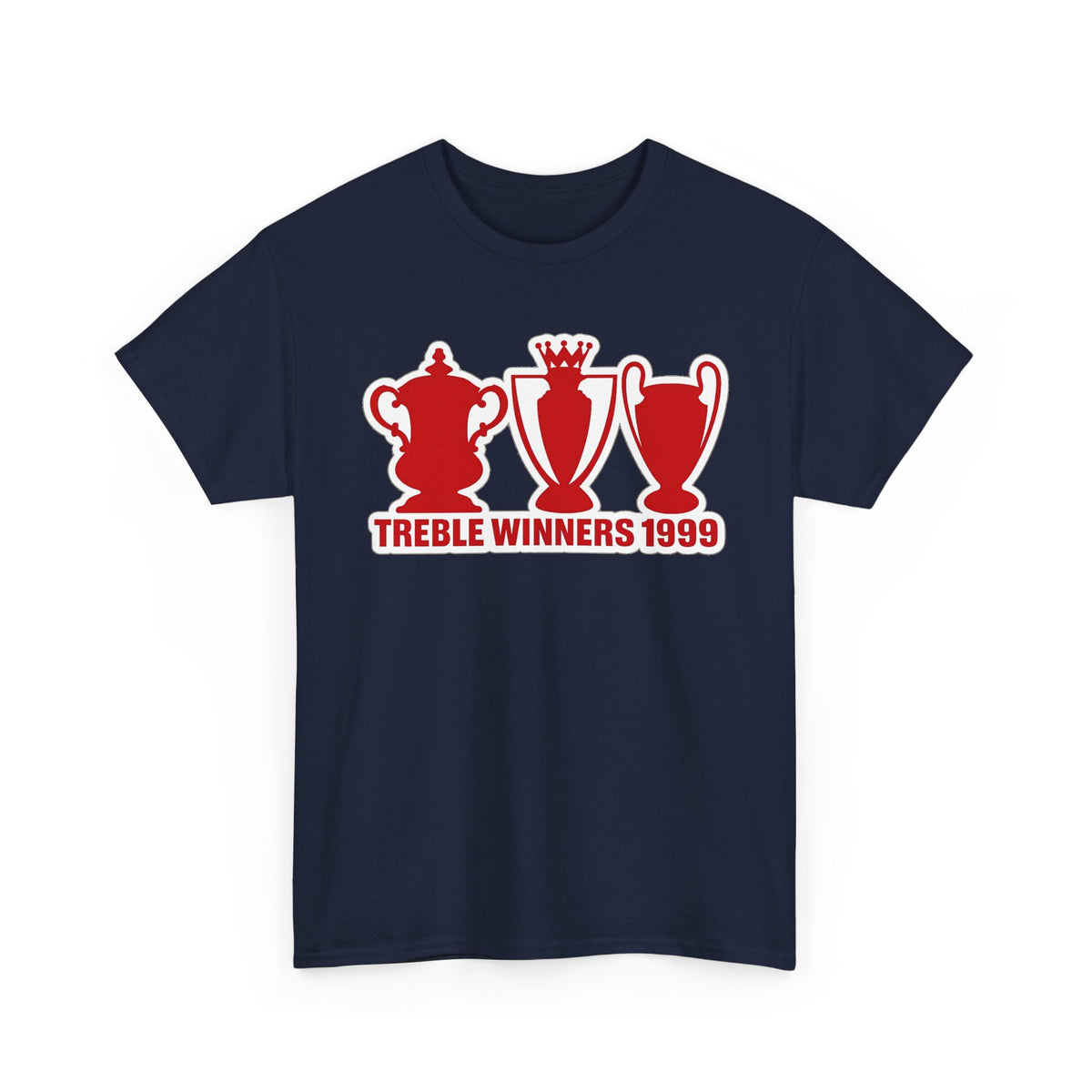 Manchester United Treble Winners 1999 Trophy Graphic Cotton T-Shirt