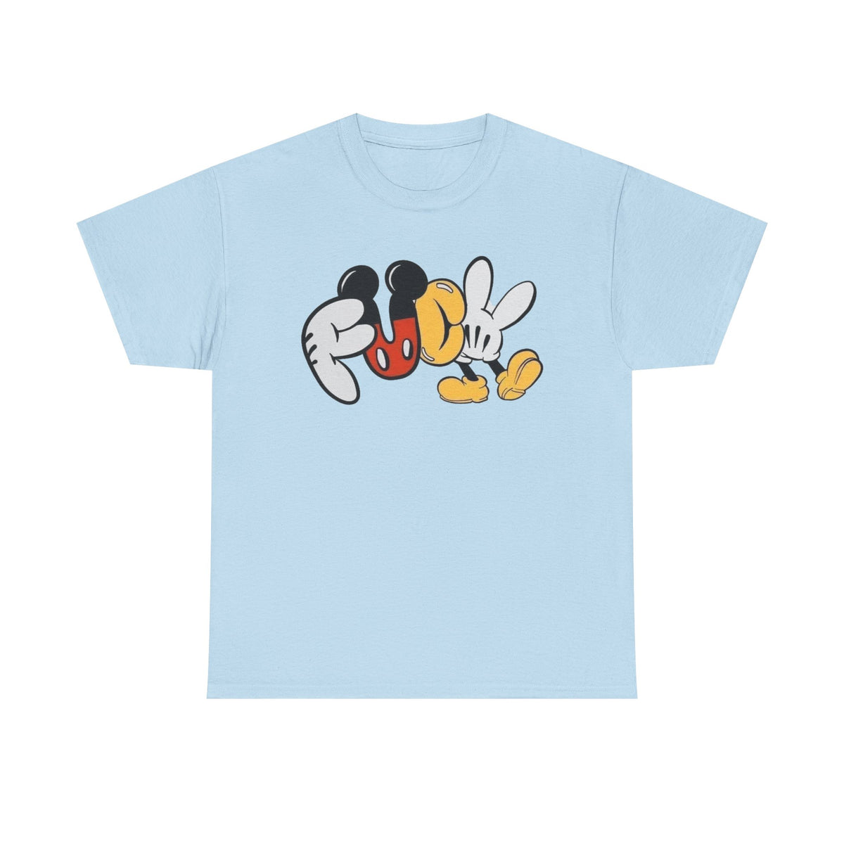 F**K Disney Graphic Tee — Playful Cartoon Hands & Shoes Design