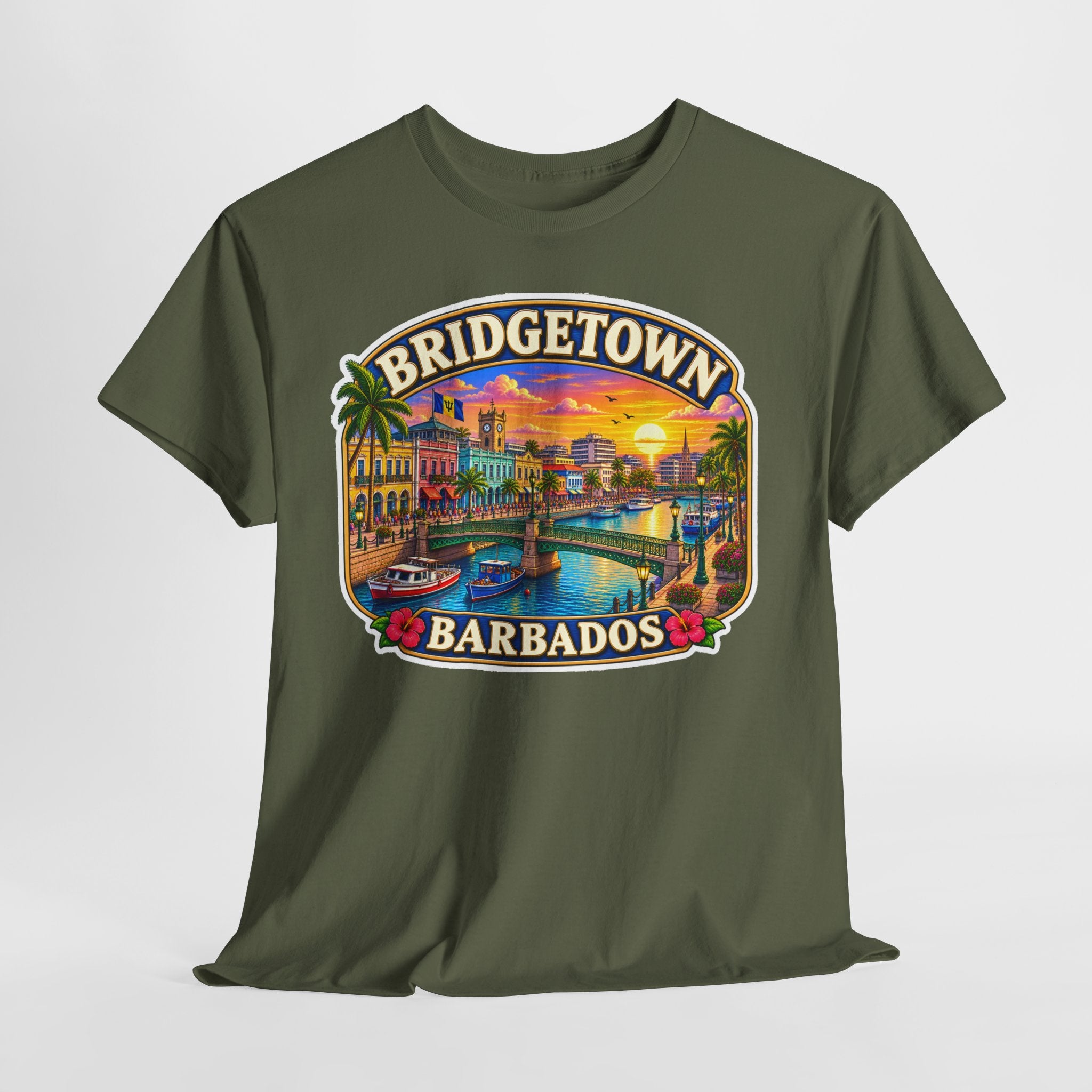 Bridgetown Barbados Vintage Sunset Tee — Caribbean Travel Souvenir T-Shirt