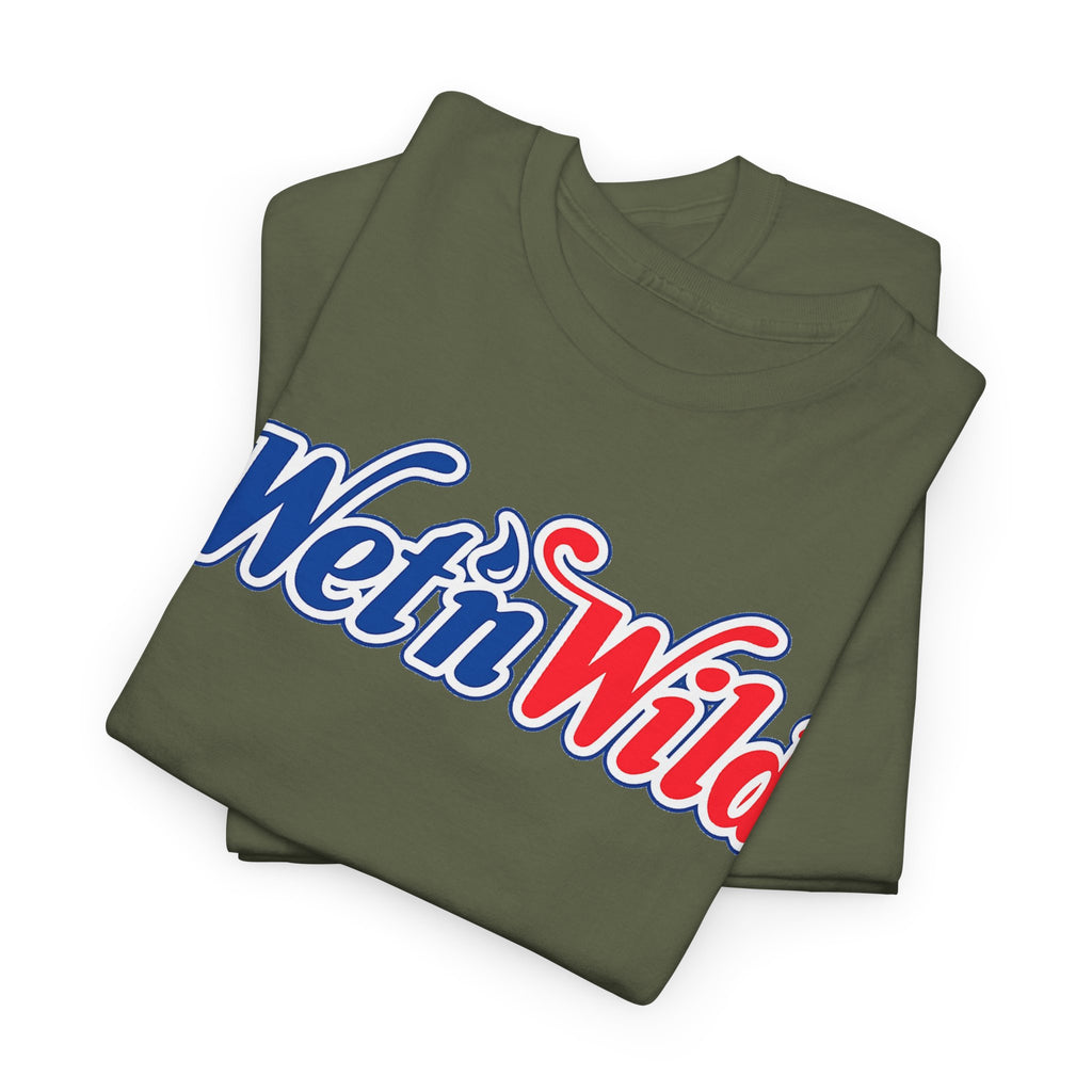 Wet 'n Wild Retro Script T-Shirt — Red & Blue Patriotic Graphic Tee