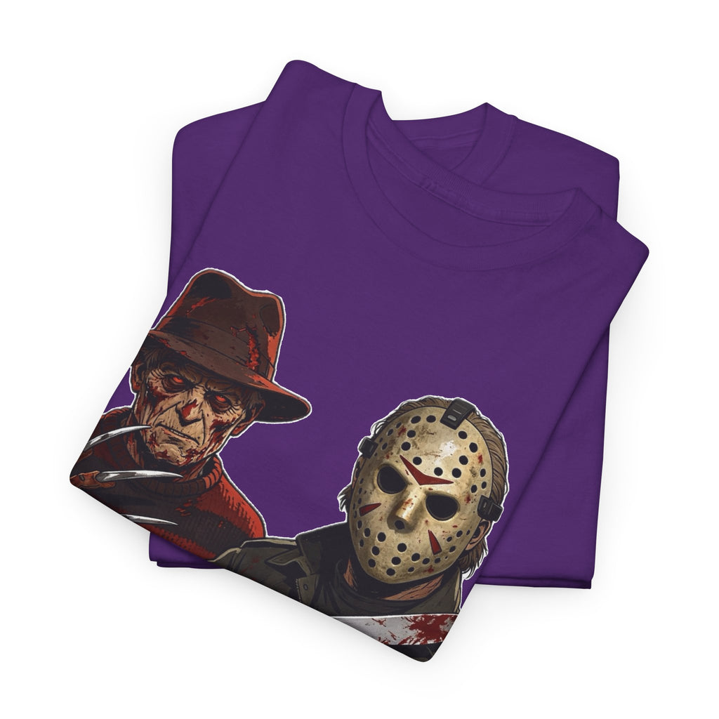 Horror Icons T-Shirt — Freddy, Jason, Michael & Pinhead Slasher Collage
