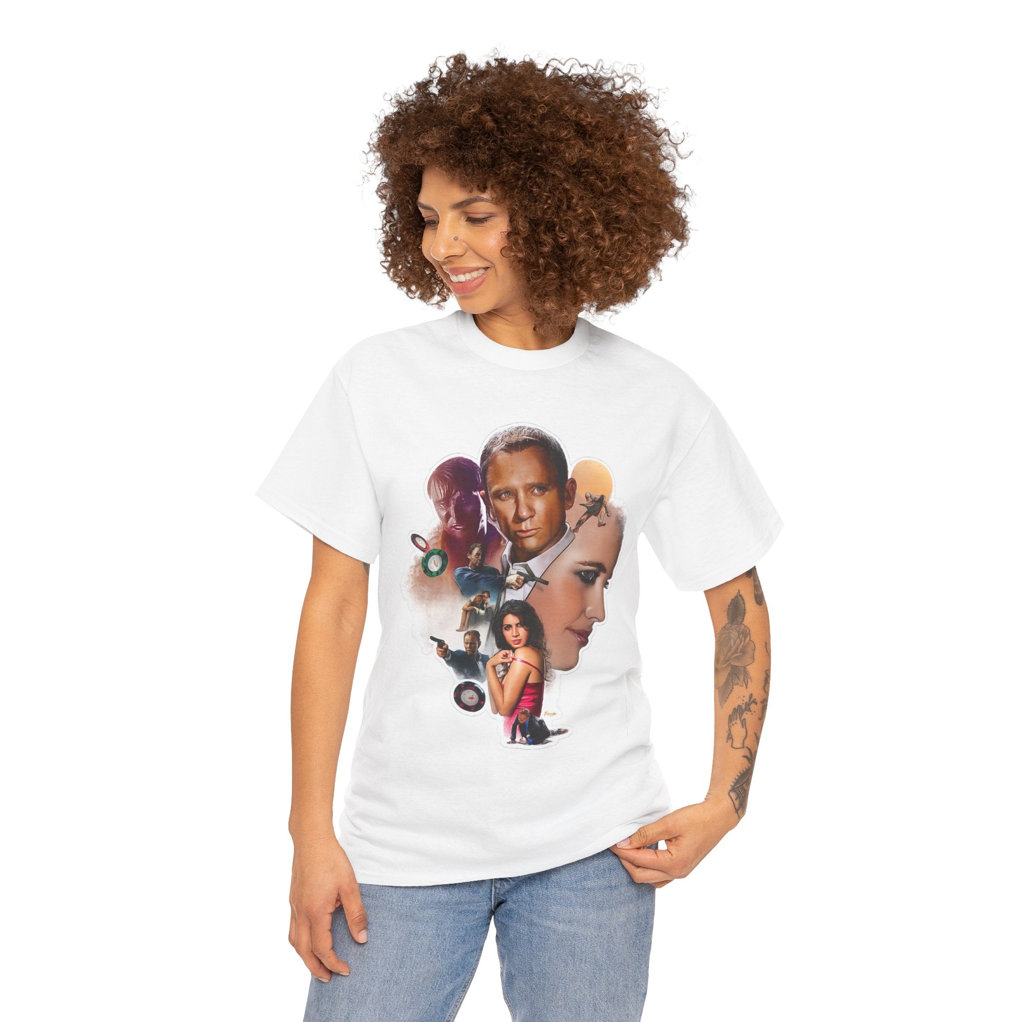 Jame Bond Movie Collage T‑Shirt — Vintage Film Noir Portrait Tee