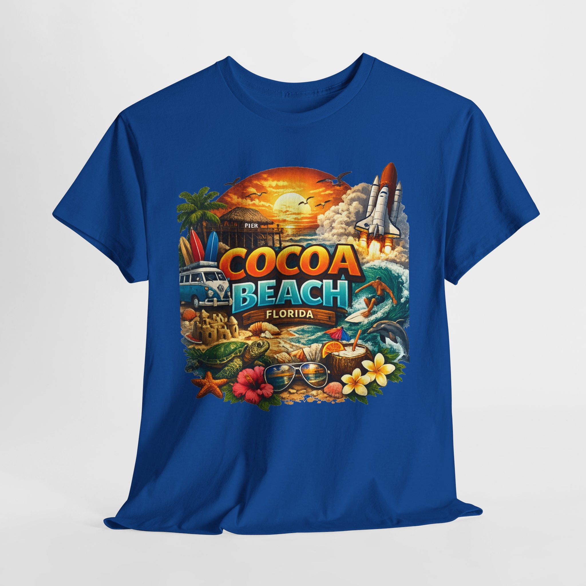 Cocoa Beach Florida Sunset Surf T-Shirt — Retro Beach Vacation Graphic Tee