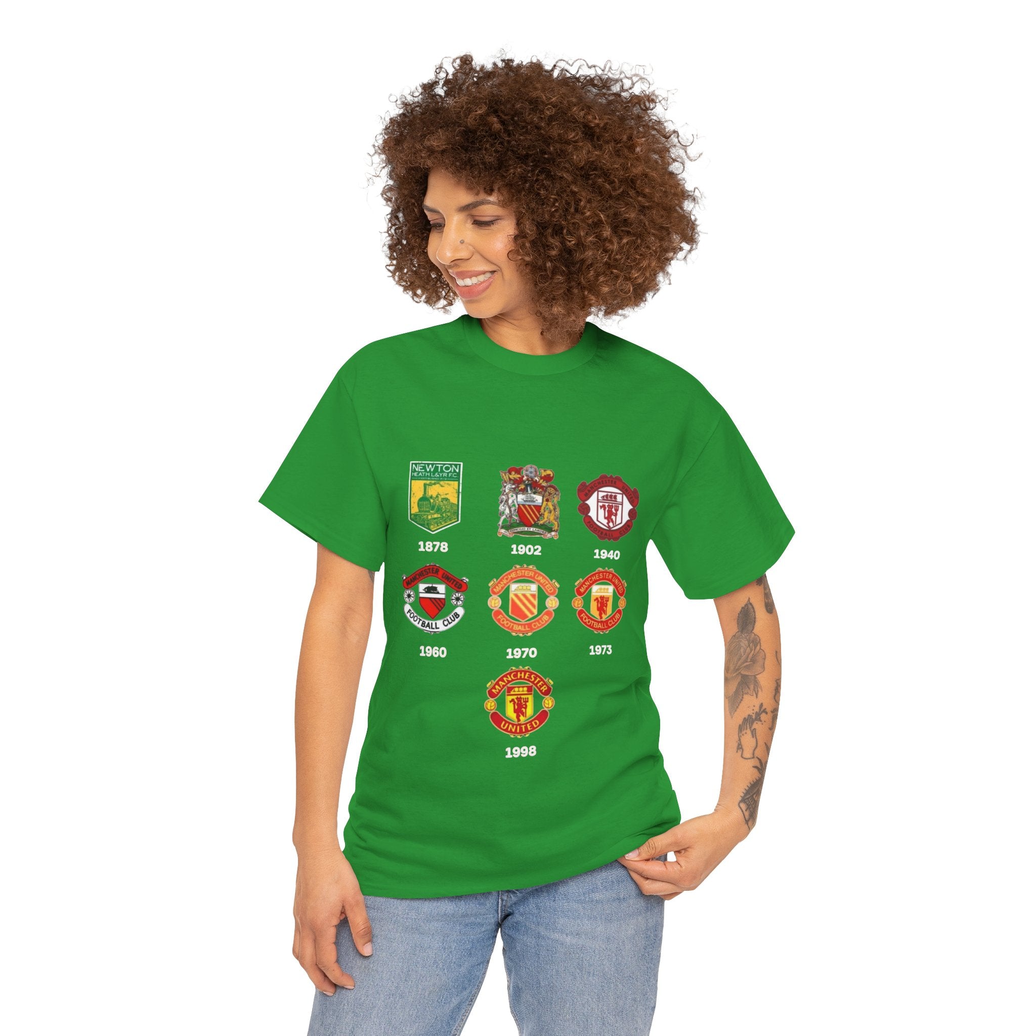 Manchester United Crest Evolution T-Shirt — Vintage Club Logo Timeline Tee