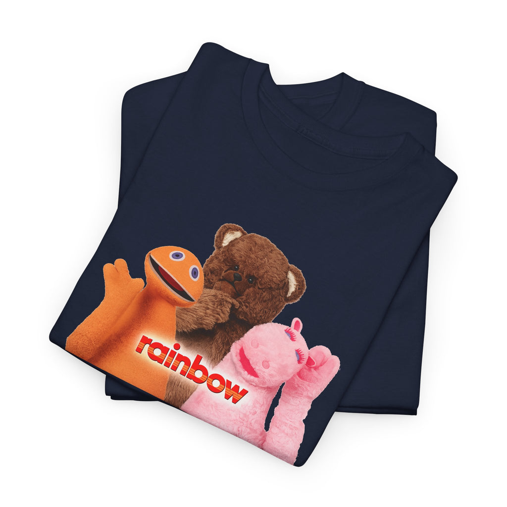 Rainbow Kids TV Zippy, George and Bungle Puppets T-Shirt — Cute Teddy & Hand Puppets Graphic Tee