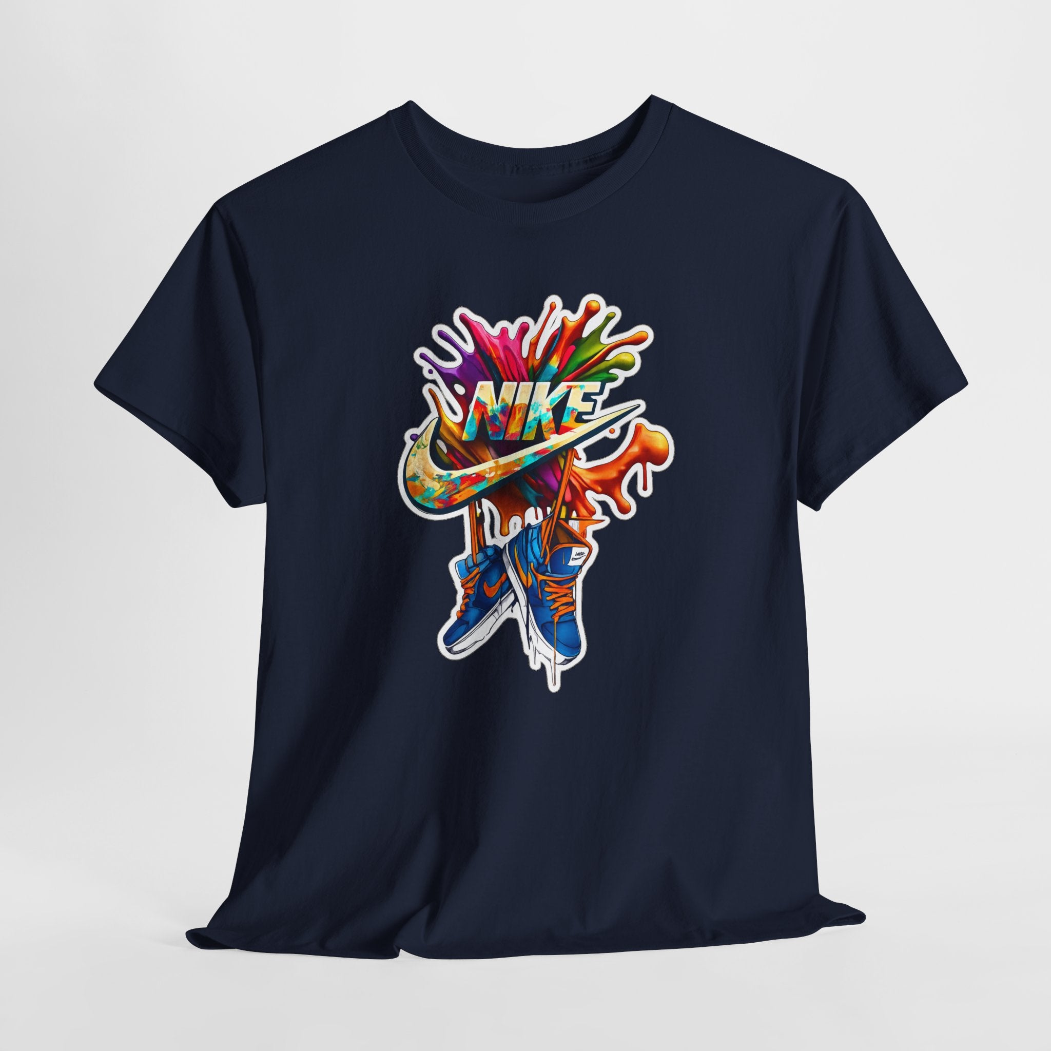 Nike Inspired Splash Graphic Tee — Colorful Sneaker Streetwear T-Shirt