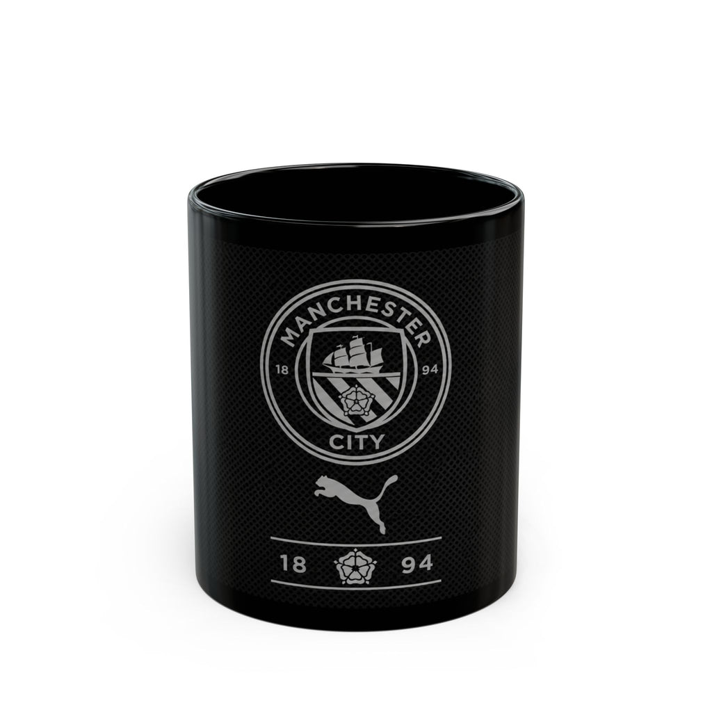 Manchester City Black Ceramic Mug (11oz, 15oz) — Football Club Crest & Puma Logo