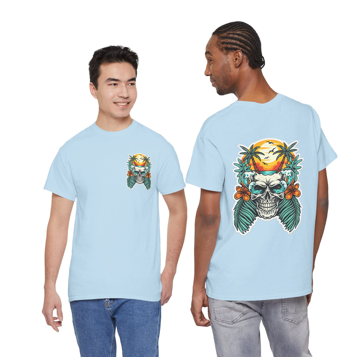 Tropical Skull Tee — Sunset Palm Beach Skull T-Shirt