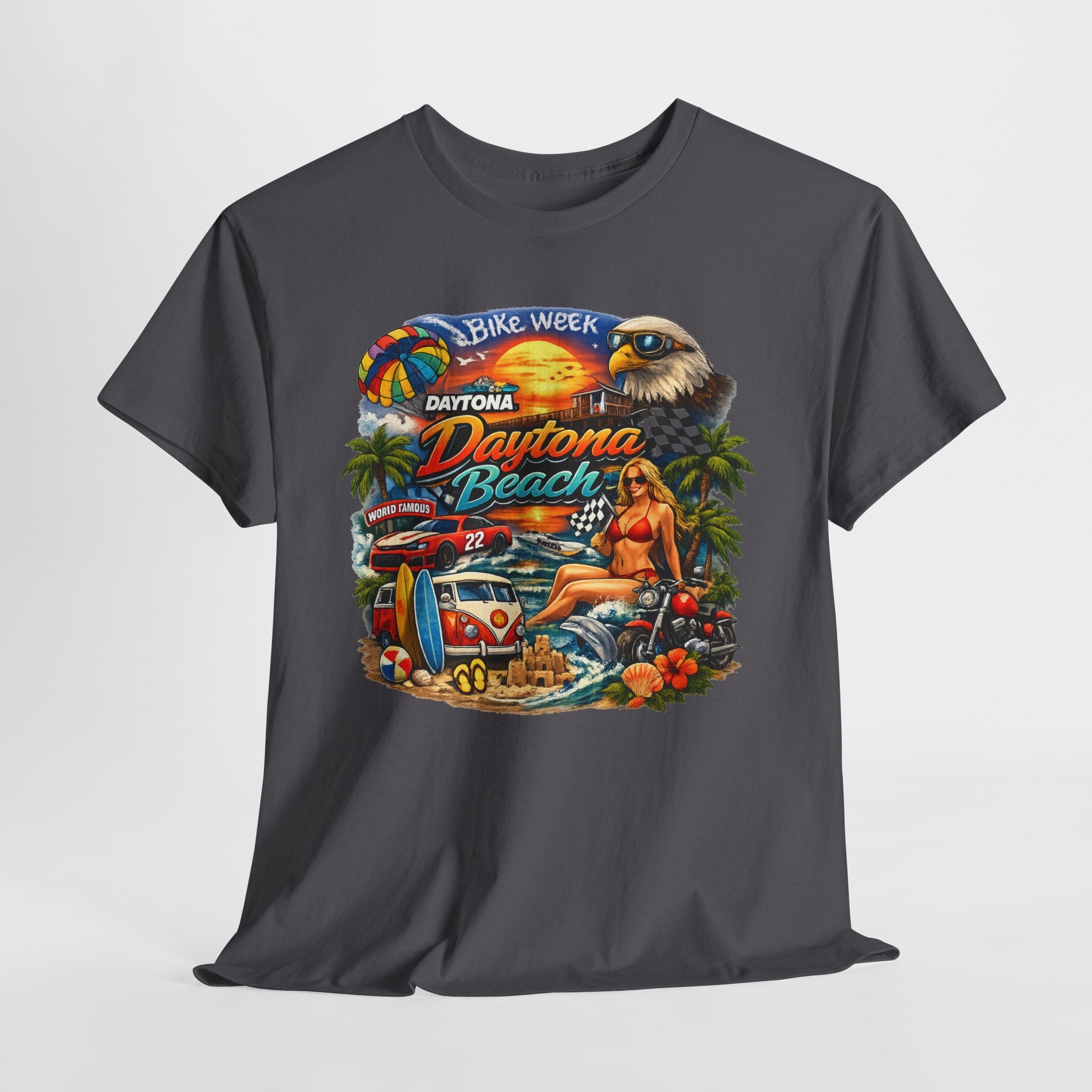 Daytona Beach Vintage Surf T-Shirt — Retro Sunset Palm Beach Tee