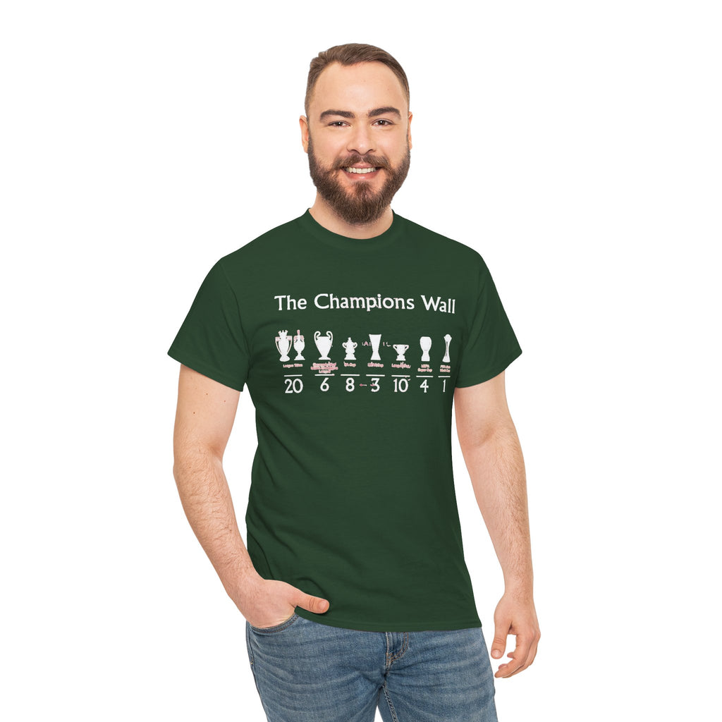 Liverpool The Champions Wall T-Shirt – Soccer/Football Trophy Timeline Tee
